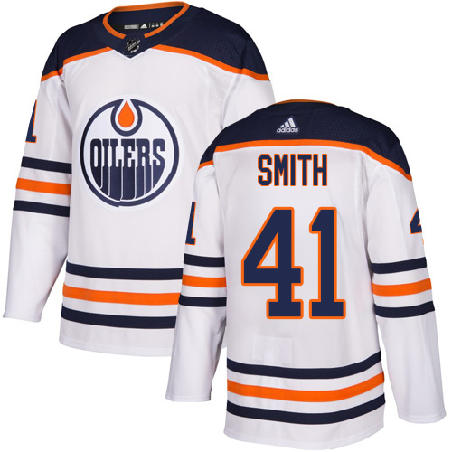 Adidas Edmonton Oilers 41 Mike Smith White Road Authentic Stitched Youth NHL Jersey